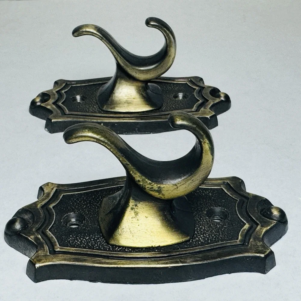 2‎ Vintage Brass Coat Hooks Spanish Revival Retro Victorian NA-9117-1